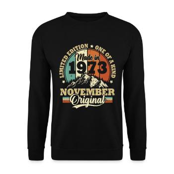Cadeau Anniversaire Rétro Vintage 1973 Novembre - Sweat-shirt Unisexe - noir - Devant - Alina (178cm) & Michal (187cm)