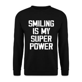 Lächeln ist meine Superkraft - Lustig - Unisex Pullover - Schwarz - Vorne - Alina (178cm) & Michal (187cm)