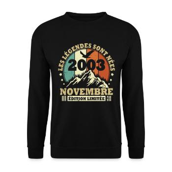 Vintage novembre 2003 vintage cadeau anniversaire - Sweat-shirt Unisexe - noir - Devant - Alina (178cm) & Michal (187cm)
