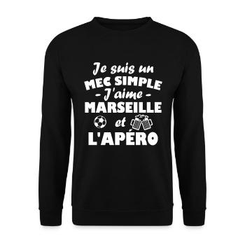 Je suis un mec simple j aime marseille et l apéro - Sweat-shirt Unisexe - noir - Devant - Alina (178cm) & Michal (187cm)