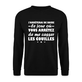 J arrêterai de boire Humour cadeau - Sweat-shirt Unisexe - noir - Devant - Alina (178cm) & Michal (187cm)