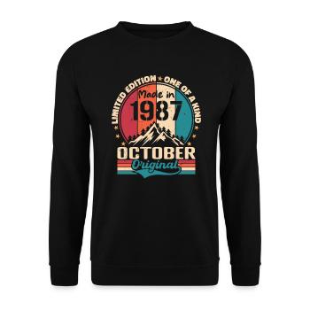October 1987 Birthday Gift 1987 October - Unisex Sweatshirt - black - Front - Alina (178cm) & Michal (187cm)