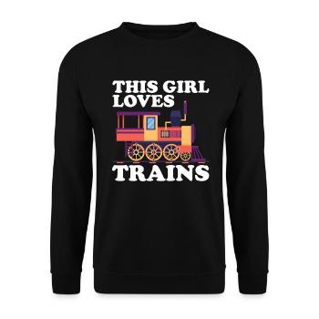 Dieses Mädchen liebt Züge - Unisex Pullover - Schwarz - Vorne - Alina (178cm) & Michal (187cm)