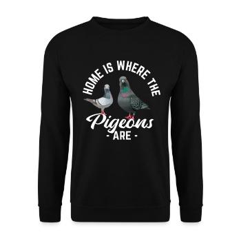 La maison est l’endroit où se trouvent les pigeons - Sweat-shirt Unisexe - noir - Devant - Alina (178cm) & Michal (187cm)