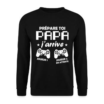 Prépare toi papa j'arrive annonce grossesse papa - Sweat-shirt Unisexe - noir - Devant - Alina (178cm) & Michal (187cm)