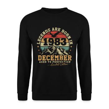 Dezember 1983 Vintage Retro Geburtstag 1983 - Unisex Pullover - Schwarz - Vorne - Alina (178cm) & Michal (187cm)