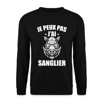 Je Peux Pas J'ai Sanglier Humour Chasse humorist - Sweat-shirt Unisexe - noir - Devant - Alina (178cm) & Michal (187cm)