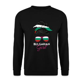 Bulgarisches Mädchen - Unisex Pullover - Schwarz - Vorne - Alina (178cm) & Michal (187cm)