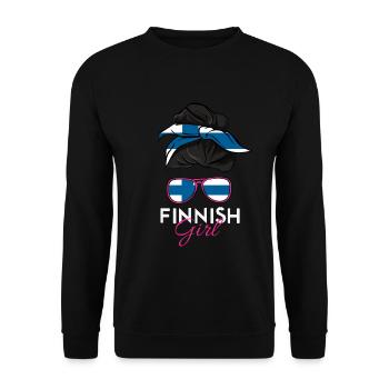 Filles finlandaises - Sweat-shirt Unisexe - noir - Devant - Alina (178cm) & Michal (187cm)