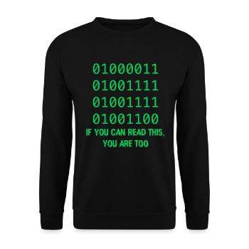 Cadeau Développeurs De Code Binaire Informatique - Sweat-shirt Unisexe - noir - Devant - Alina (178cm) & Michal (187cm)