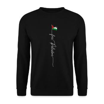 Free Palestine, vintage Palestinian Patriotic Flag - Unisex Sweatshirt - black - Front - Alina (178cm) & Michal (187cm)