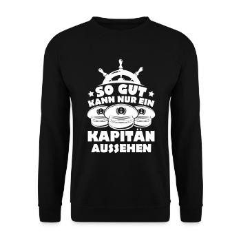So gut kann nur ein Kapitän aussehen - Unisex Pullover - Schwarz - Vorne - Alina (178cm) & Michal (187cm)