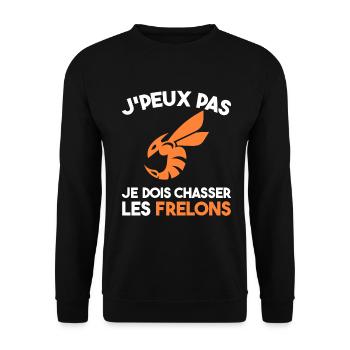 Chasseur De Frelons Insecte J'peux Pas Humour - Sweat-shirt Unisexe - noir - Devant - Alina (178cm) & Michal (187cm)
