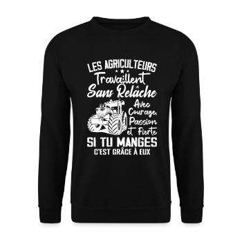 Les agriculteurs travaillent sans relâche - cadeau - Sweat-shirt Unisexe - noir - Devant - Alina (178cm) & Michal (187cm)