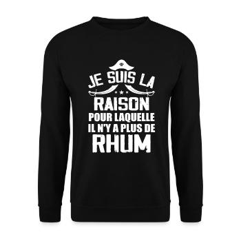 Cadeau Humour Pirates Rhum - Sweat-shirt Unisexe - noir - Devant - Alina (178cm) & Michal (187cm)