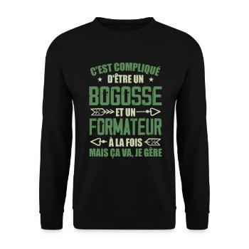 Bogosse Et Formateur Cadeau Meilleur Collègue - Sweat-shirt Unisexe - noir - Devant - Alina (178cm) & Michal (187cm)