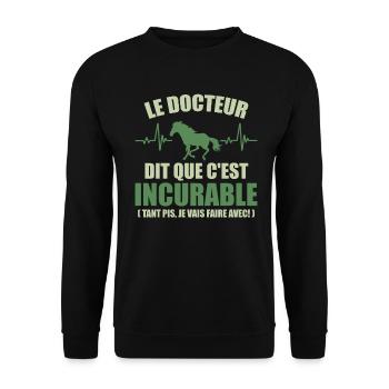 Cheval - c'est incurable - Sweat-shirt Unisexe - noir - Devant - Alina (178cm) & Michal (187cm)