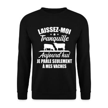 Je parle Seulement à Mes Vaches Cadeau Humour - Sweat-shirt Unisexe - noir - Devant - Alina (178cm) & Michal (187cm)
