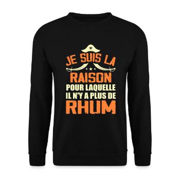 Cadeau Humour Pirates Rhum - Sweat-shirt Unisexe - noir - Devant - Alina (178cm) & Michal (187cm)