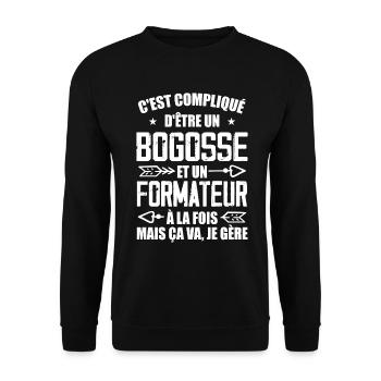 Bogosse Et Formateur Cadeau Meilleur Collègue - Sweat-shirt Unisexe - noir - Devant - Alina (178cm) & Michal (187cm)