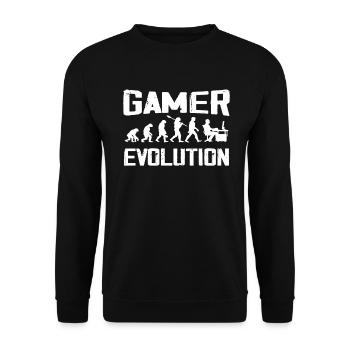 Gamer Evolution Vintage Cadeau Gamer - Sweat-shirt Unisexe - noir - Devant - Alina (178cm) & Michal (187cm)