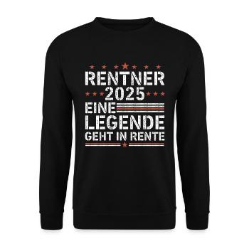 Rentner 2025 eine legende geht in rente - Unisex Pullover - Schwarz - Vorne - Alina (178cm) & Michal (187cm)