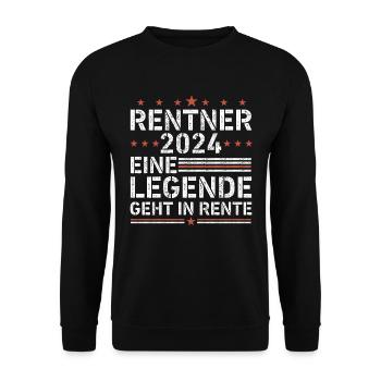 Rentner 2024 eine legende geht in rente - Unisex Pullover - Schwarz - Vorne - Alina (178cm) & Michal (187cm)