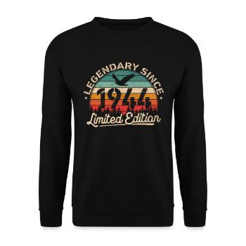 Legendary Since 1944 Vintage Anniversary Gift - Unisex Sweatshirt - black - Front - Alina (178cm) & Michal (187cm)