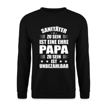Sanitäter Rettungsdienst - Unisex Pullover - Schwarz - Vorne - Alina (178cm) & Michal (187cm)
