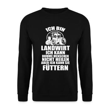 Ich bin Landwirt Landwirtschaft Landwirt Traktor - Unisex Pullover - Schwarz - Vorne - Alina (178cm) & Michal (187cm)