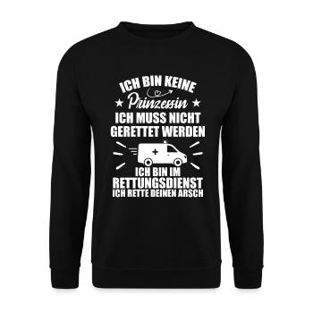 Frauensanitäterin Sanitäterin - Unisex Pullover - Schwarz - Vorne - Alina (178cm) & Michal (187cm)