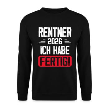 Rentner 2026 Ruhestand Geschenk - Unisex Pullover - Schwarz - Vorne - Alina (178cm) & Michal (187cm)