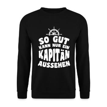 So gut kann nur ein Kapitän aussehen - Unisex Pullover - Schwarz - Vorne - Alina (178cm) & Michal (187cm)