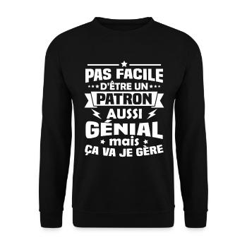 Un patron aussi génial mais ça va je gère - Sweat-shirt Unisexe - noir - Devant - Alina (178cm) & Michal (187cm)
