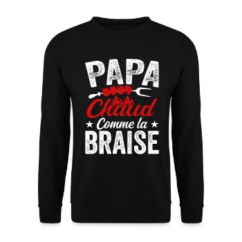 Papa Chaud Comme La Braise, Cadeau Humour Barbecue - Sweat-shirt Unisexe - noir - Devant - Alina (178cm) & Michal (187cm)