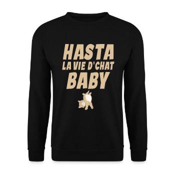 Chat - Amoureux des Chats - Chat Humour - Sweat-shirt Unisexe - noir - Devant - Alina (178cm) & Michal (187cm)