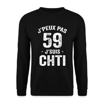 Je Peux Pas Je Suis Chti 59 - Ch'ti, chtimi - Sweat-shirt Unisexe - noir - Devant - Alina (178cm) & Michal (187cm)