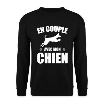 En Couple Avec Mon Chien Cadeau Humour Célibat - Sweat-shirt Unisexe - noir - Devant - Alina (178cm) & Michal (187cm)