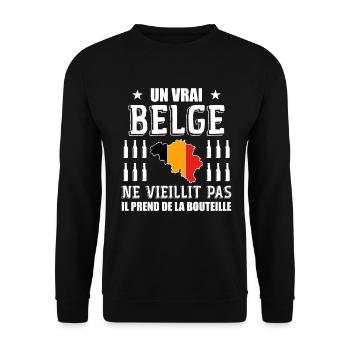 Belgique - Belgique Humour - Je Suis Belge - Sweat-shirt Unisexe - noir - Devant - Alina (178cm) & Michal (187cm)