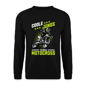 Motocross Kinder Dirtbike Geschenk Cross - Unisex Pullover - Schwarz - Vorne - Alina (178cm) & Michal (187cm)