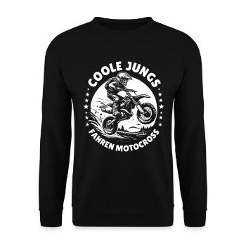 Motocross Kinder Dirtbike Geschenk Cross - Unisex Pullover - Schwarz - Vorne - Alina (178cm) & Michal (187cm)
