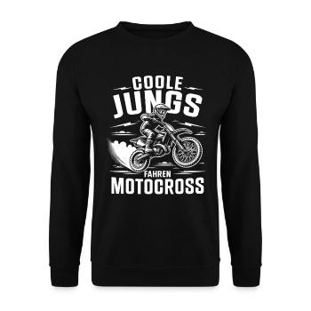 Motocross Kinder Dirtbike Geschenk Cross - Unisex Pullover - Schwarz - Vorne - Alina (178cm) & Michal (187cm)