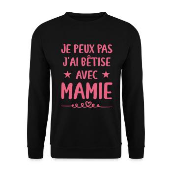 Je Peux Pas J'ai Bêtise Avec Mamie - Sweat-shirt Unisexe - noir - Devant - Alina (178cm) & Michal (187cm)