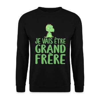 Je Vais être Grand Frère - Annonce Grand Frère - Sweat-shirt Unisexe - noir - Devant - Alina (178cm) & Michal (187cm)