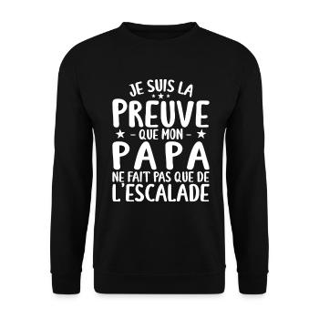 Preuve Que Papa Ne Fait Pas Que De L'escalade - Sweat-shirt Unisexe - noir - Devant - Alina (178cm) & Michal (187cm)
