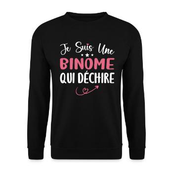 Je Suis Un Binome Qui Déchire - Sweat-shirt Unisexe - noir - Devant - Alina (178cm) & Michal (187cm)
