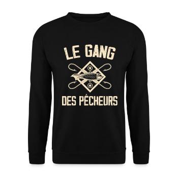 Pêche, Pêcheur, Canne à pêche - Sweat-shirt Unisexe - noir - Devant - Alina (178cm) & Michal (187cm)