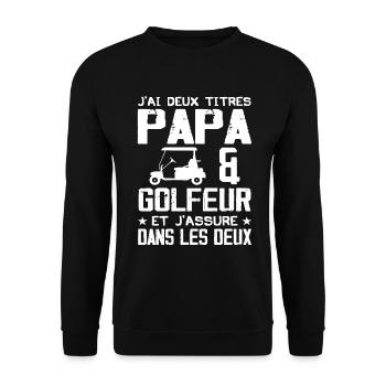 Je Suis Un Papa Golfeur - Sweat-shirt Unisexe - noir - Devant - Alina (178cm) & Michal (187cm)
