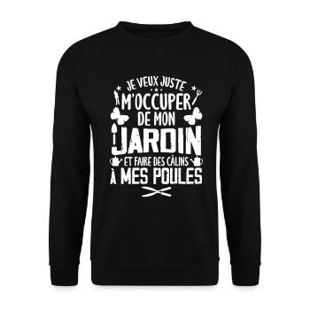 Papy Poule - Jardinage et Poules Cadeaux - Sweat-shirt Unisexe - noir - Devant - Alina (178cm) & Michal (187cm)