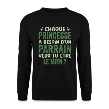Veux Tu Etre Mon Parrain - Sweat-shirt Unisexe - noir - Devant - Alina (178cm) & Michal (187cm)